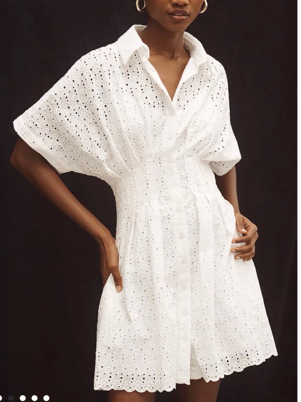 NWT-Anthropologie-The Tobie Eyelet Mini Shirt Dress by Exquise